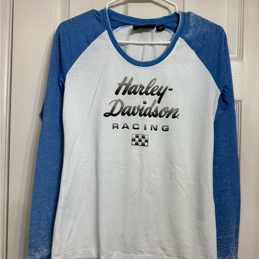 Harley-Davidson Blue and White Tee
